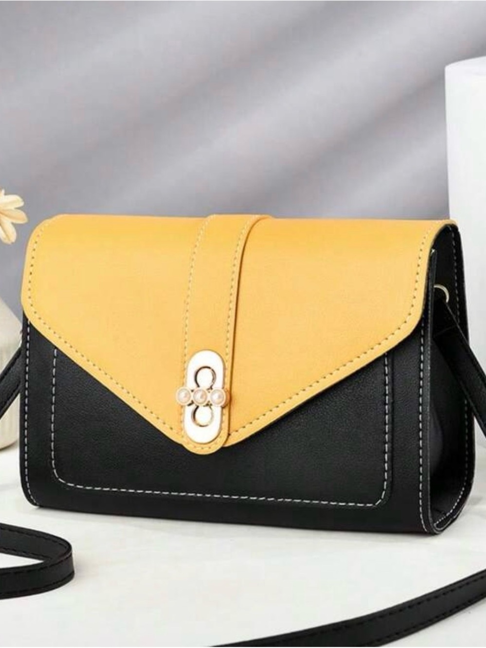No Boundaries Yellow and Black Crossbody Shoulder Bag